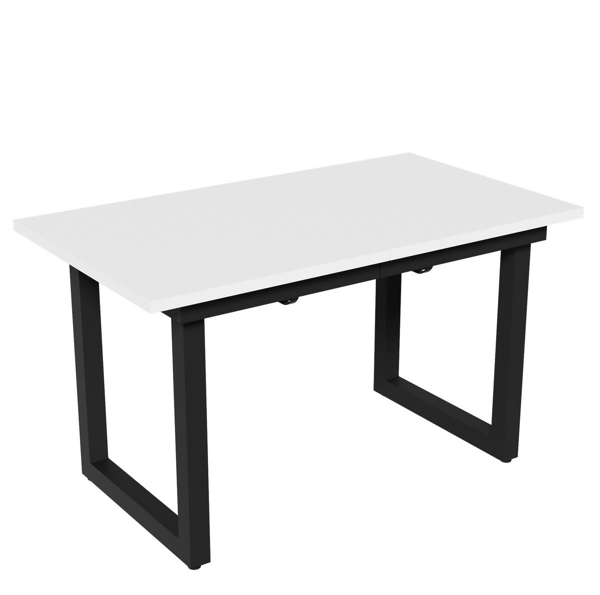 JÍDELNÍ stůl 140/180/80/75 cm bílá/černá z MDF a kovu rozkládací - bílá, kompozitní dřevo (180/80/75cm) - OKWISH