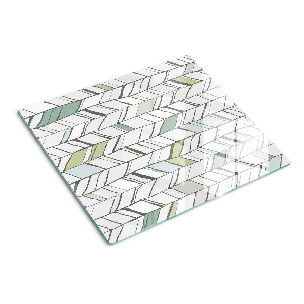 GLASPLATTE 60x52 cm Fischgrätenmuster - Grün, Glas (60/0.4/52cm) - TULUP