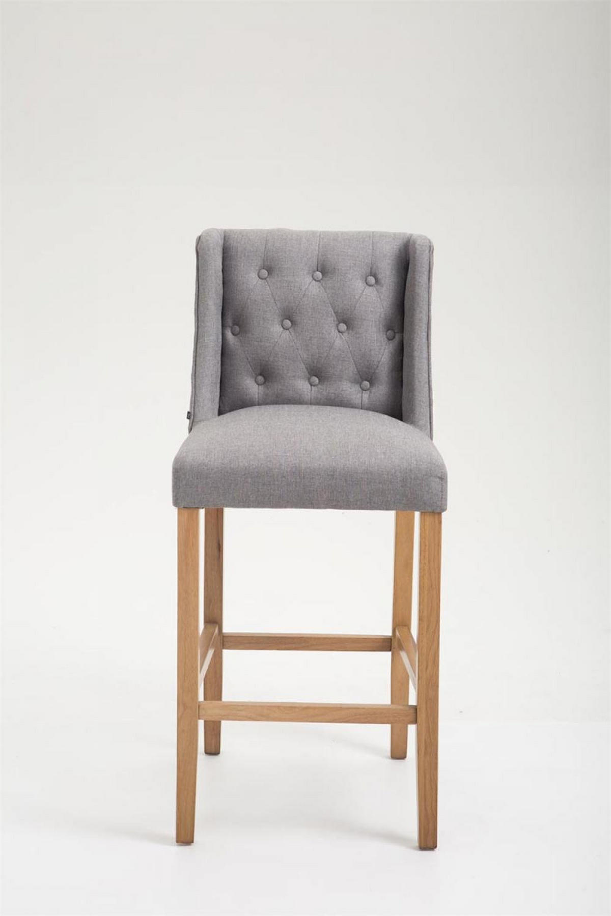 BARHOCKER Stoff hellgrau - Hellgrau/Naturfarben, Holz/Textil (56/111/51cm) - CLP
