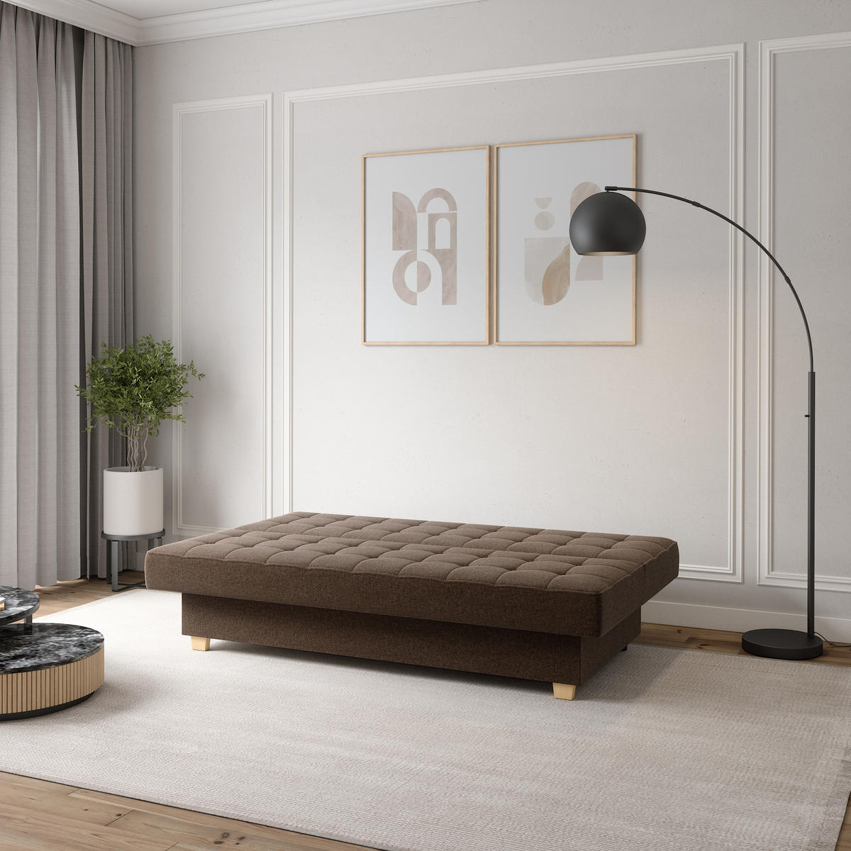 SCHLAFSOFA BELFI - Hellbraun (Twist 06) - Braun, Holzwerkstoff (192/95/92cm) - Möblo
