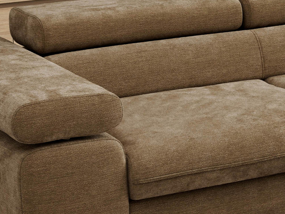 ECKSOFA PABLO L Braun Schenille glatt - Rechts Seite mit Visco Topper - Schwarz/Braun, Textil/Metall (273/208cm) - MKS