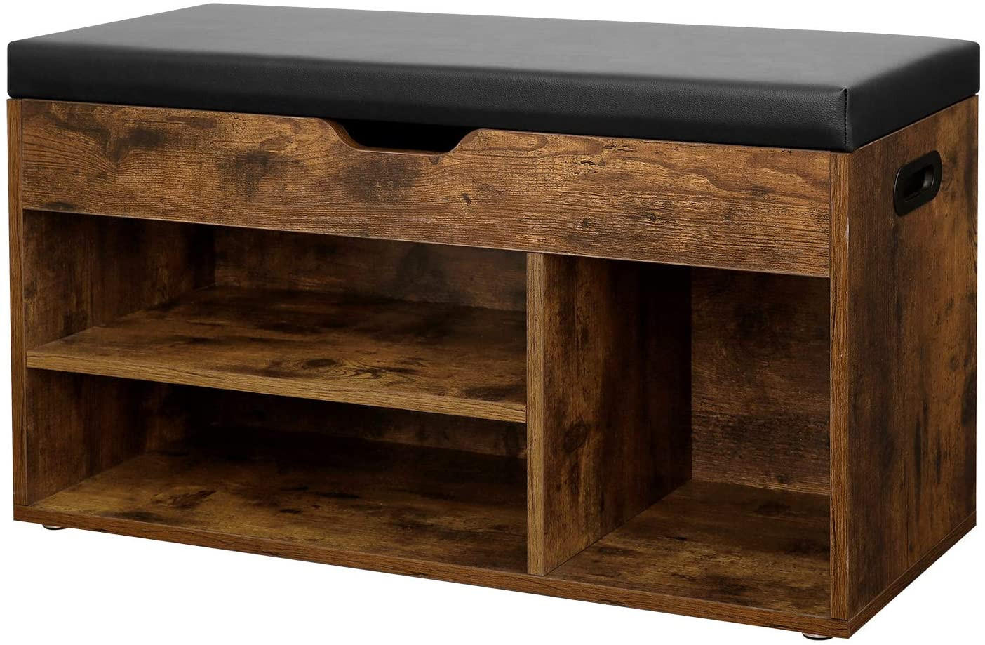 SCHUHBANK Rustikales Braun 80x30 cm LHS30BX Mit Sitzfläche - Schwarz, Holzwerkstoff (80/44/30cm) - Edanti