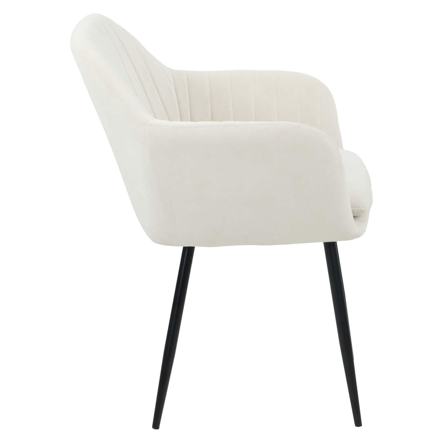 SESSELSTUHL Lia - Samtvelour Creme - Creme/Schwarz, Textil/Metall (56/80/62cm) - Möbel Stellbrink