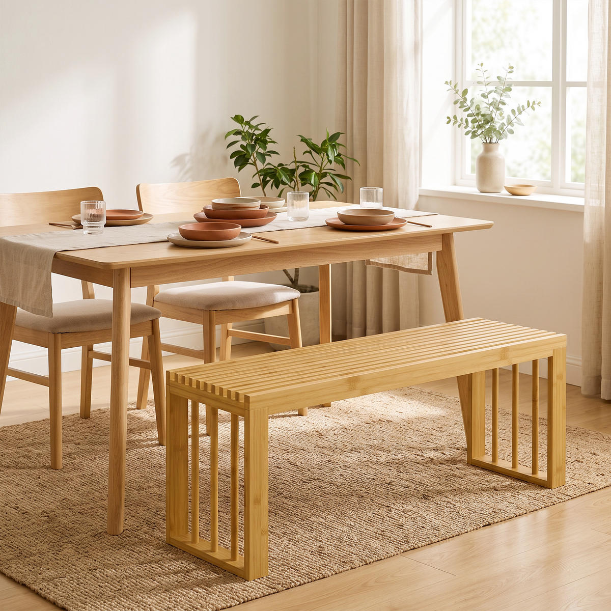 SCHUHBANK Bambus Naturholz - Naturfarben, Holz/Bambusholz (33/43/90cm) - HOMCOM