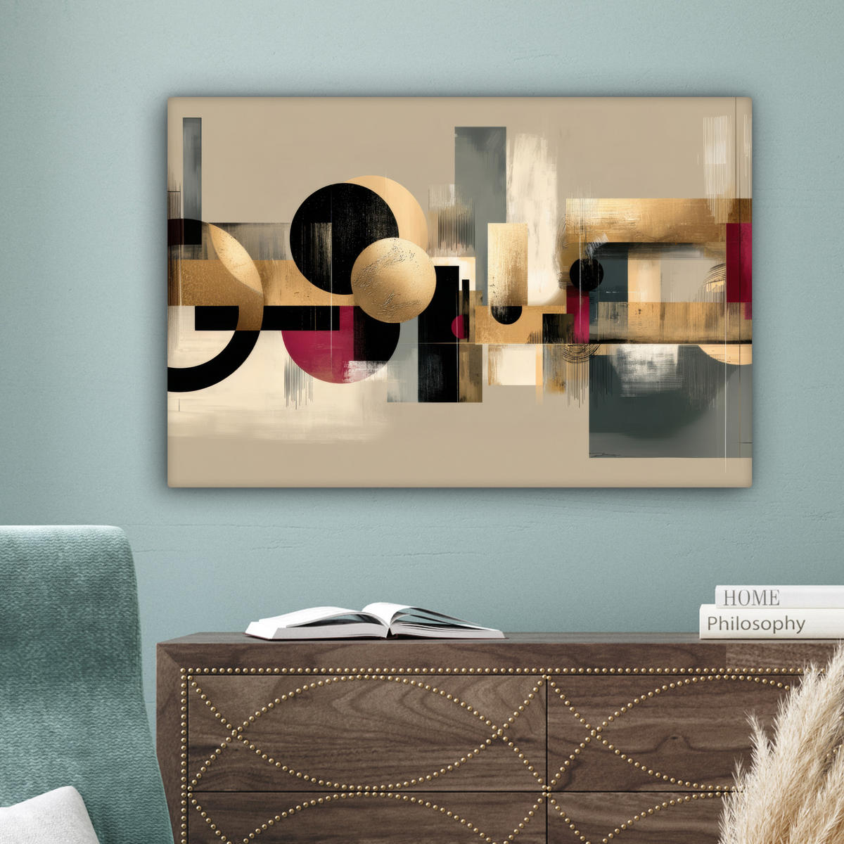 LEINWANDBILD Abstrakt - Formen - Beige - Texturen Gemälde 60x40 cm - Beige, Textil (60/40cm) - MuchoWow