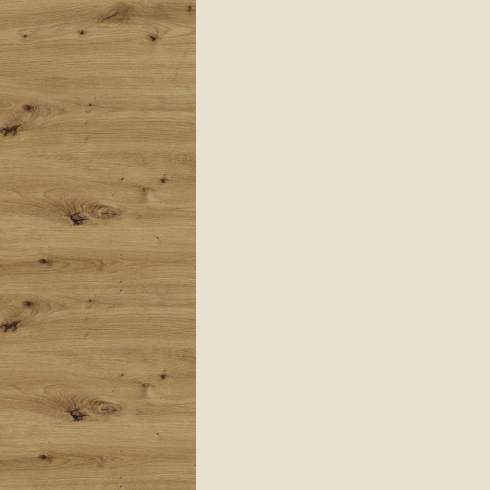 SCHUBLADENUNTERSCHRANK Brerra D2R/80 Korpus eiche artisan / Front RAL 9001 creme Hochglanz 80 / 50 / 82 cm Schubladensystem REJS Comfort Box - Creme/Eiche Artisan, Holz/Holzwerkstoff (80/82/50cm) - Feldmann-Wohnen
