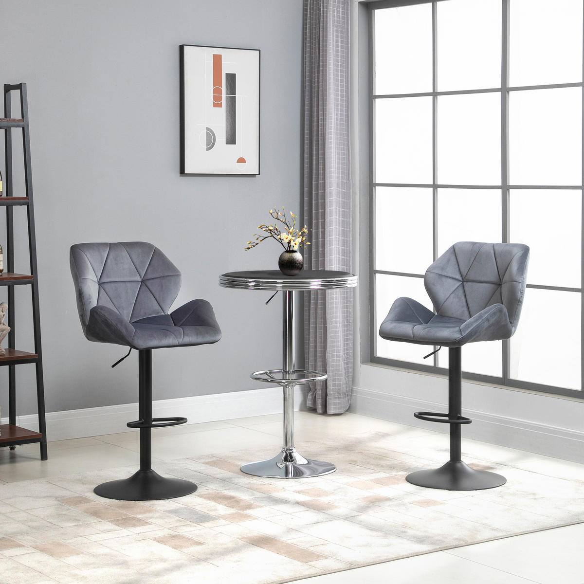BARHOCKER 2er-Set Grau 58.0/57.0/117.0 cm - Grau, Textil (57/117/58cm)