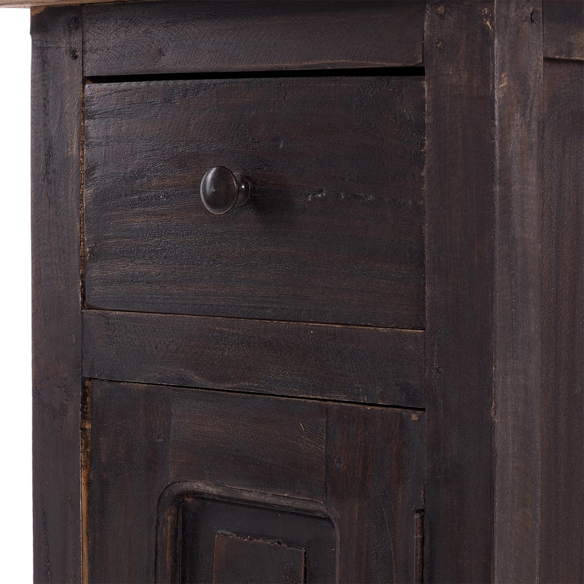 FLURSCHRANK PLANT 80 Mahagoni Recyclingholz, Used Look 04 schwarz-natur - Graubraun, Holz (35/80/25cm) - DESIGN DELIGHTS