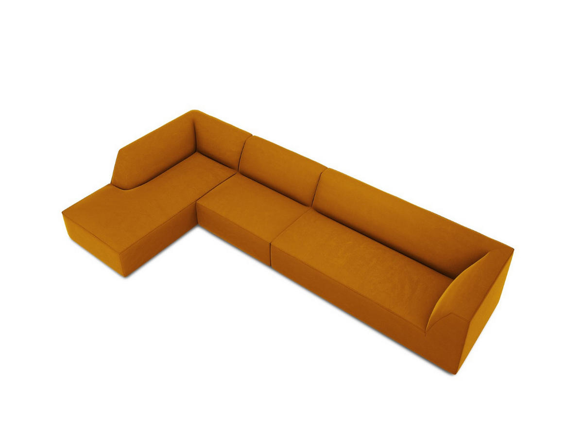 ECKSOFA links Ruby aus Samt gelb 5 Sitzplätze - Gelb, Textil (180/366cm) - Micadoni
