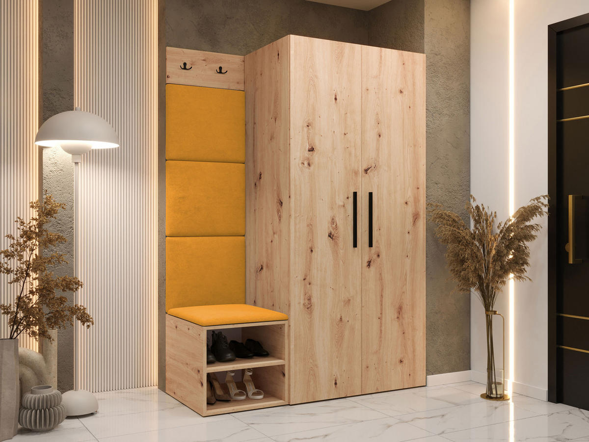 GARDEROBEN-SET Medi IV - Schwarz/Orange, Holzwerkstoff/Kunststoff (80/191/50cm) - MIRJAN24