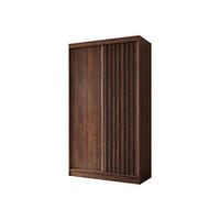 SCHWEBETÜRENSCHRANK Erika 120 cm mit Lamellen ohne Spiegel 2-türig, Nuss Warmia, schwarz - Dunkelbraun/Schwarz, Kunststoff (120/216/51cm) - Margaret Hadas24