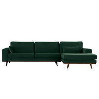 ECKSOFA mit Longchair - Buchefarben/Grün, Textil (281/153cm) - home24