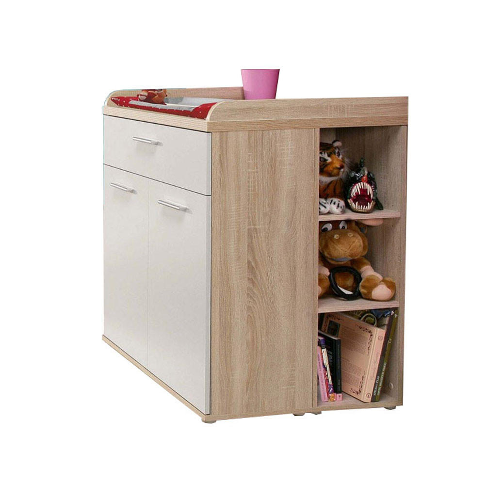Feldmann-Wohnen Wickelkommode Eiche, Weiß 80x93x34 cm