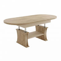 COUCHTISCH oval ausziehbar höhenverstellbar Ablage 130/80/60 cm - Eichefarben/Beige, Holzwerkstoff (80/130/60cm) - designimpex