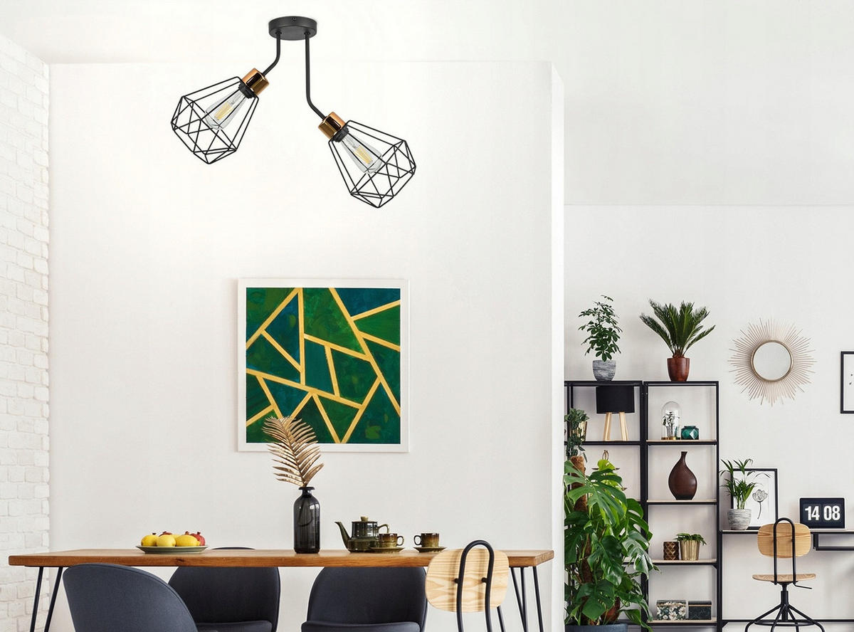 DECKENLEUCHTE EDISON II - Goldfarben/Schwarz, Metall (20/60/45cm) - kiki design