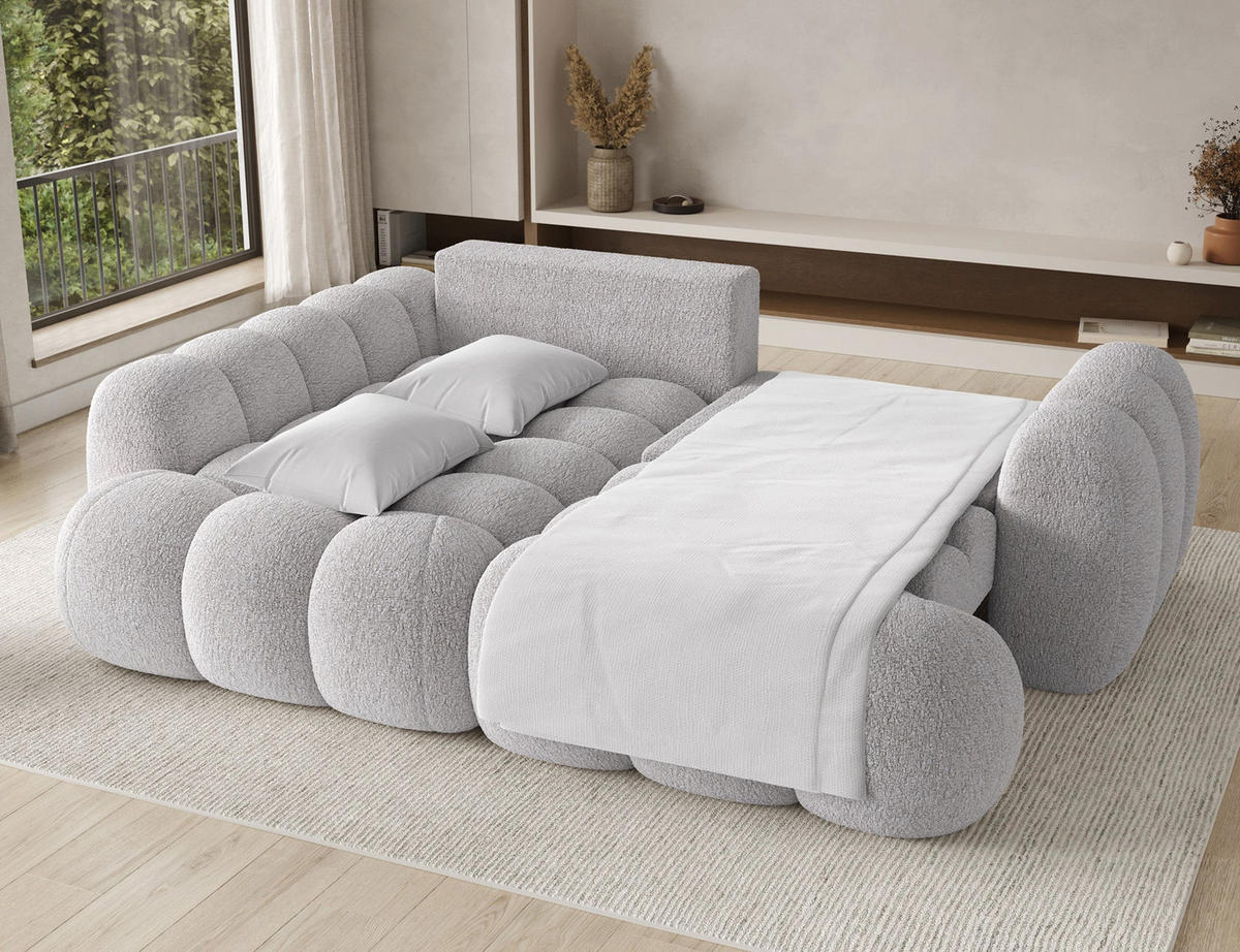 ECKSOFA COZION L-Form mit Schlaffunktion & Bettkasten – Modernes 3-Sitzer Sofa, HR-Kaltschaum, Wellenfederung, 267 × 165 cm - Schwarz/Grau, Kunststoff (165/267cm) - Wohnideebilder