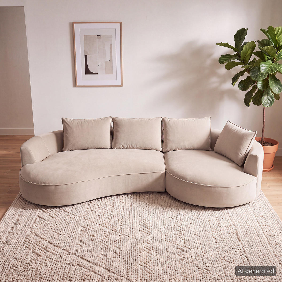 BIGSOFA - Beige, Naturmaterialien/Kunststoff (322/82/154cm) - home24