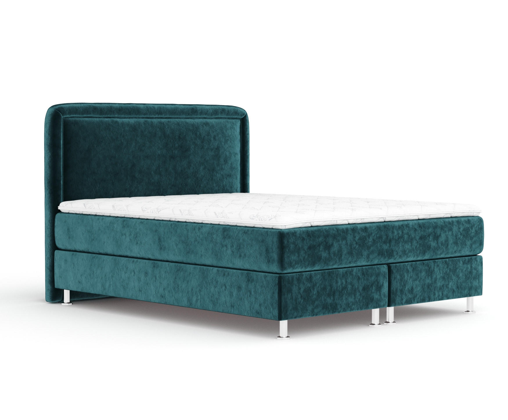 BOXSPRINGBETT Salvi Türkisfarben 200/200 cm mit Latex-Topper - Türkis/Silberfarben, Holz/Holzwerkstoff (200/200cm) - Maison de Reve