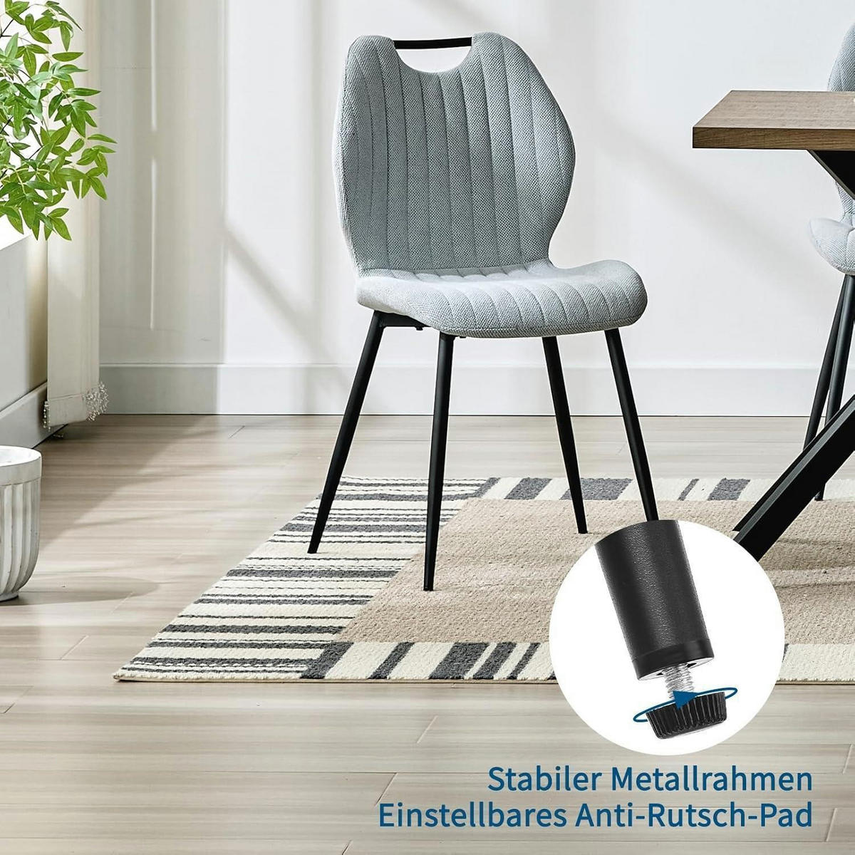 ESSZIMMERSTÜHLE 4er Set Stoff Hellgrau - Grau, Textil (44/88/41cm)