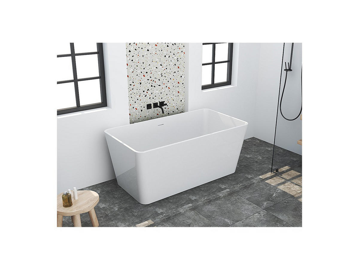 BADEWANNE - 130 cm x 70 cm - Acryl - Weiß - Weiß, Kunststoff (130/55/70cm) - Vente-Unique
