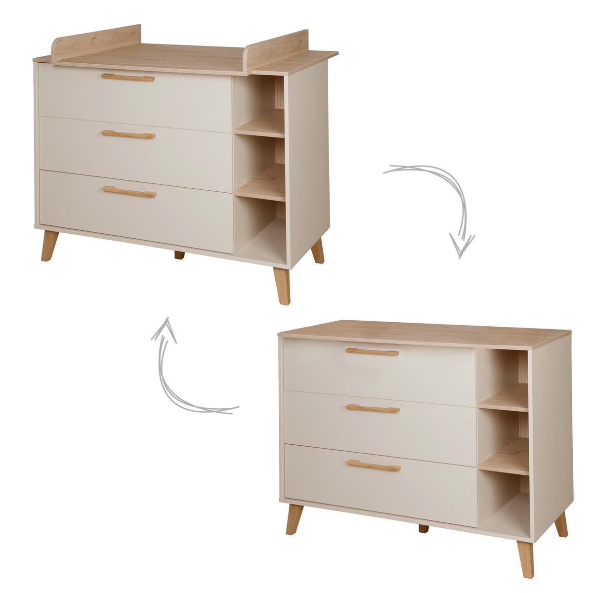 WICKELKOMMODE breit inkl. Wickelansatz Jil - Kastanienfarben/Kaschmir, Holz/Holzwerkstoff (117/103/78cm) - Roba