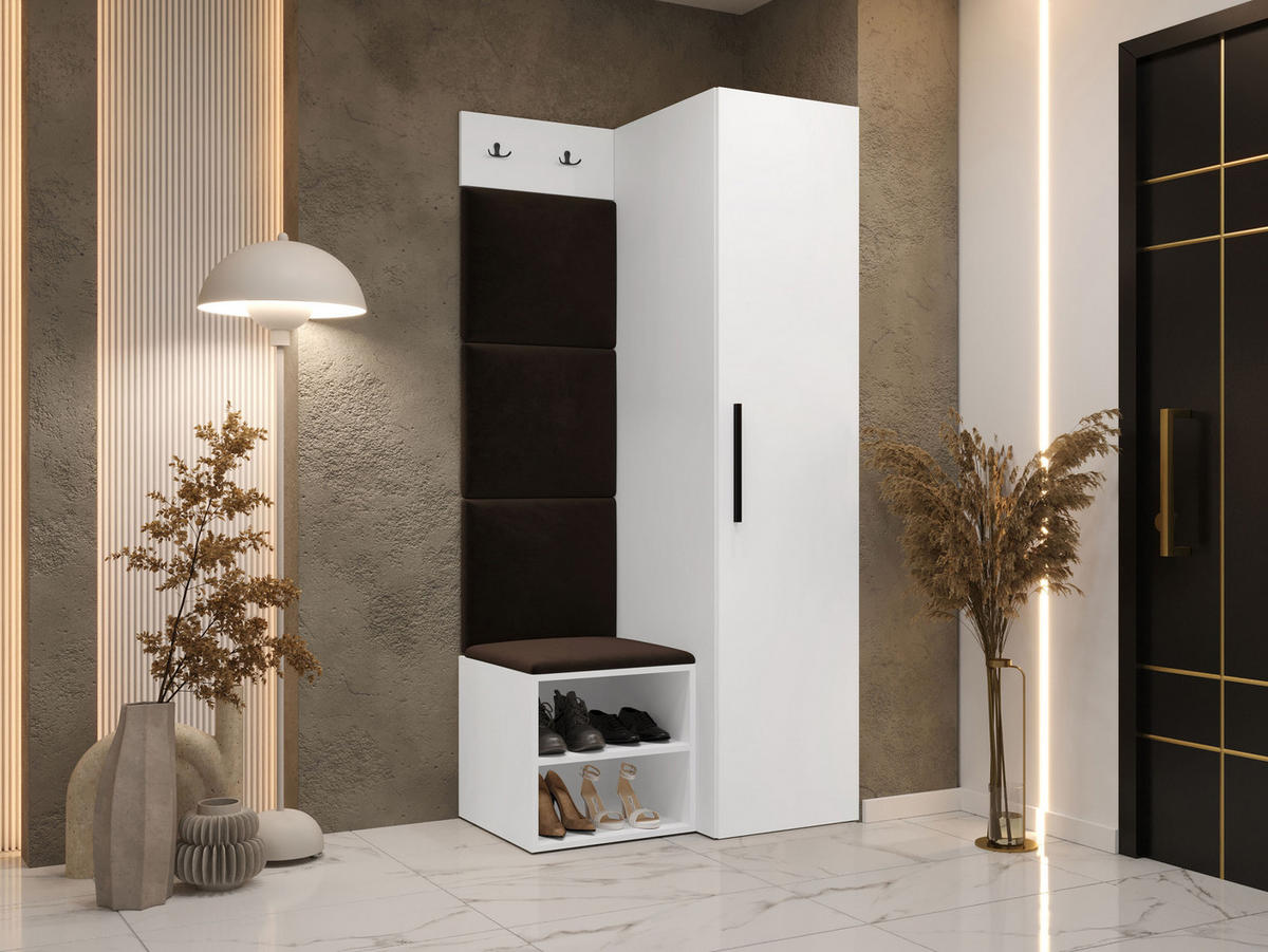 GARDEROBEN-SET Medi III - Schwarz/Braun, Holzwerkstoff/Kunststoff (40/191/50cm) - MIRJAN24