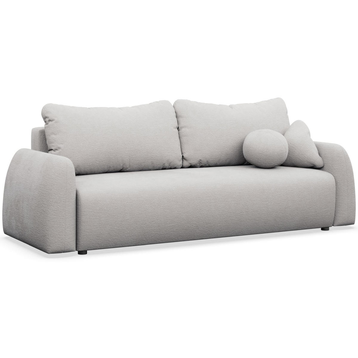 3-SITZER SOFA Nubelle Hellgrau Chenille-Bezug, wasserabweisend - Hellgrau/Schwarz, Kunststoff/Textil (244/85/93cm) - Selsey