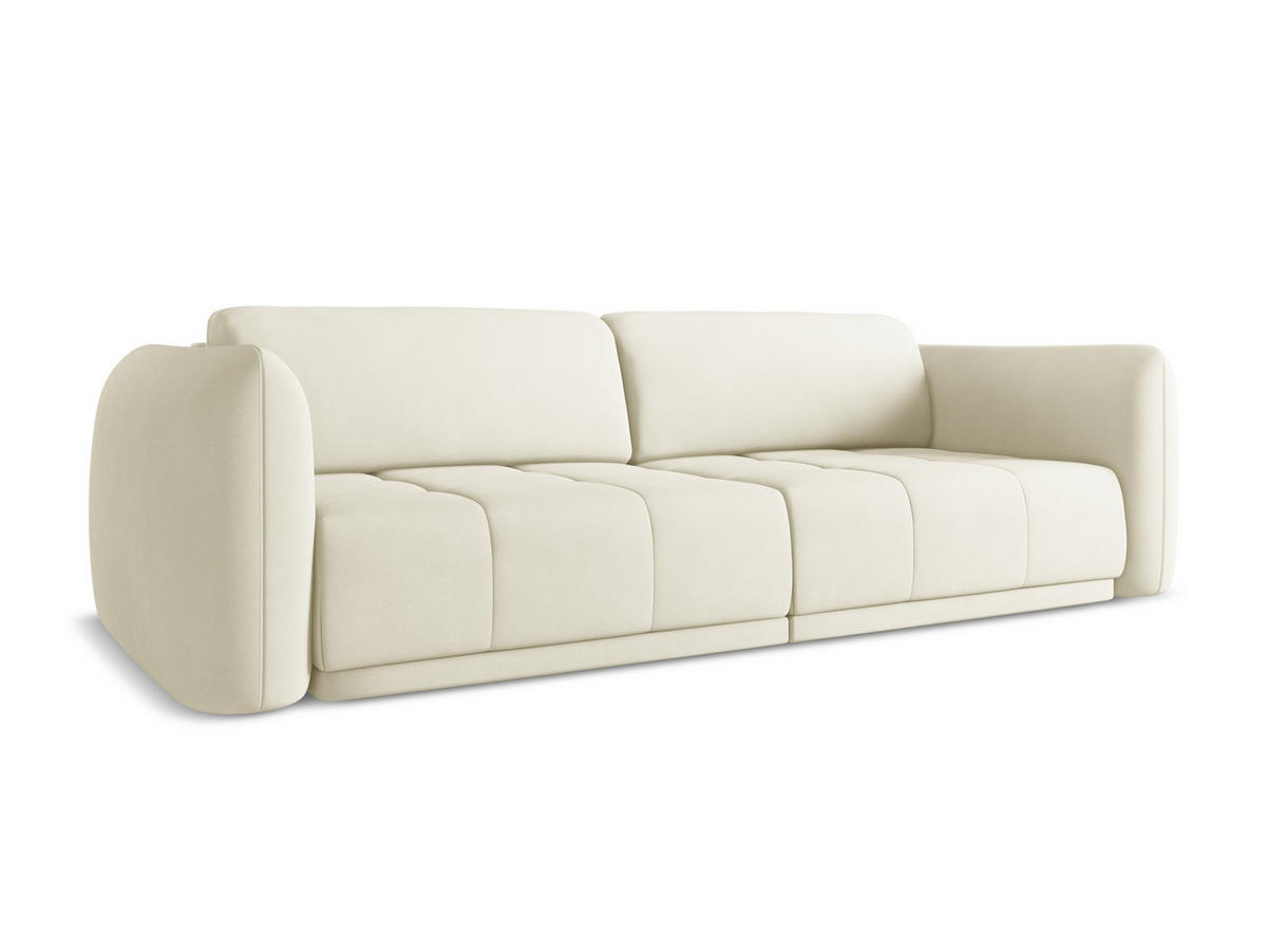 3-SITZER SOFA Chenille Stoff Beige - Beige/Schwarz, Kunststoff/Textil (210/74/105cm) - Makamii