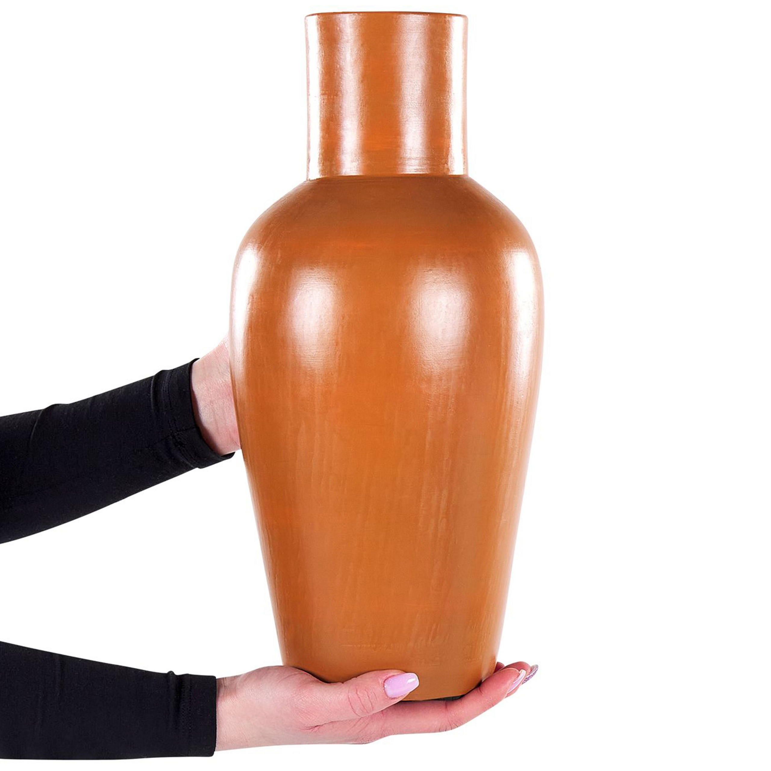 DEKOVASE Terrakotta orange Karfi - Orange, Stein (37cm) - Beliani