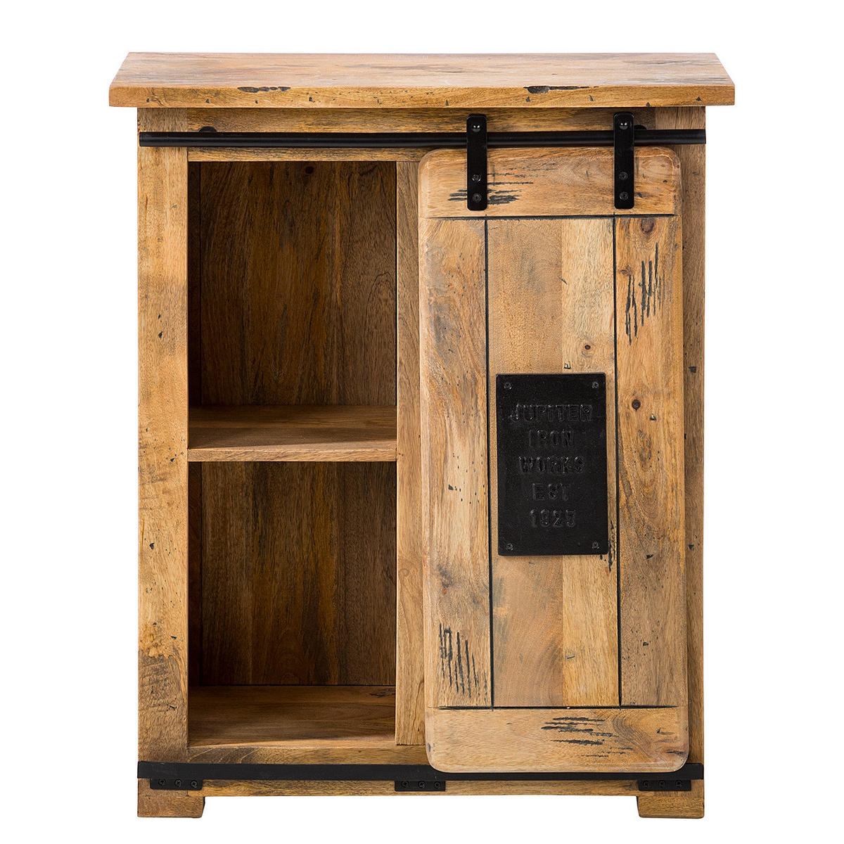 KOMMODE - Mango massiv / Eisen - Mango / Schwarz - Braun, Holz/Metall (75/90/36cm) - home24