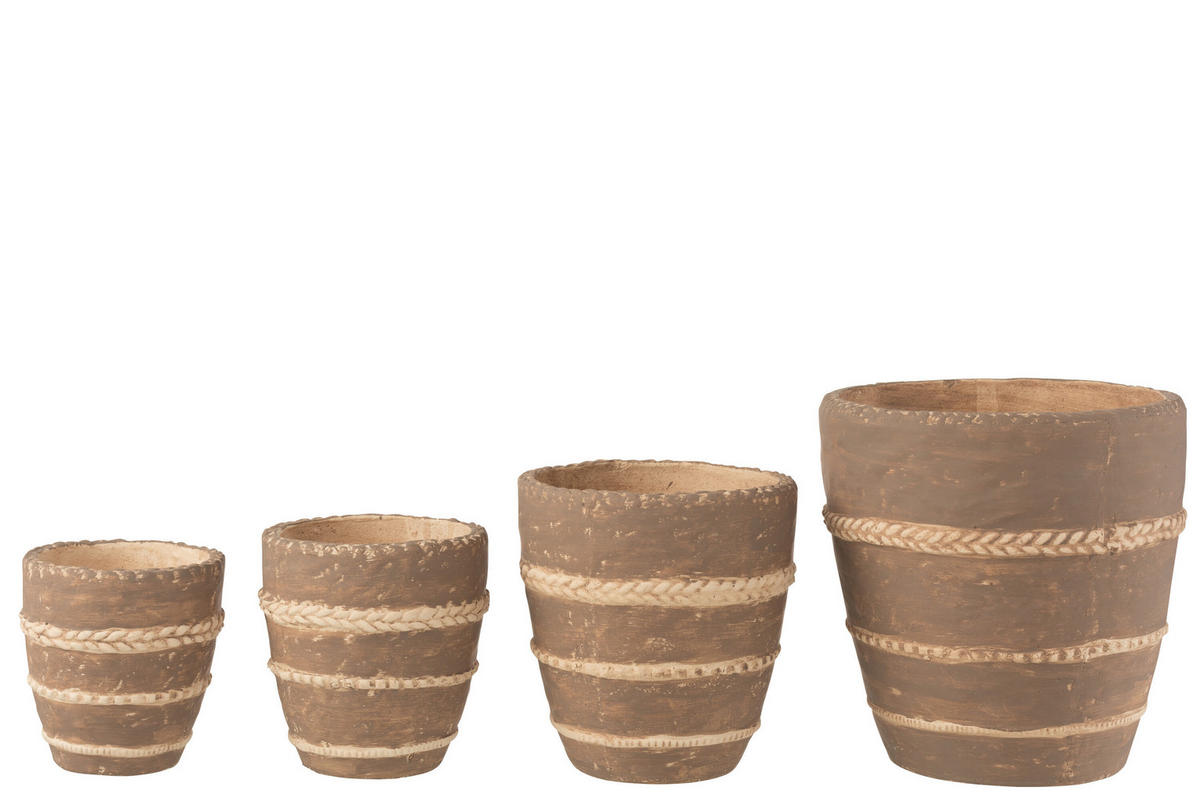 BLUMENTOPF GEFLOCHTEN - Töpferei - Braun - XL - Ø 23,5 cm - Braun, Keramik (23.5/24cm) - J-Line