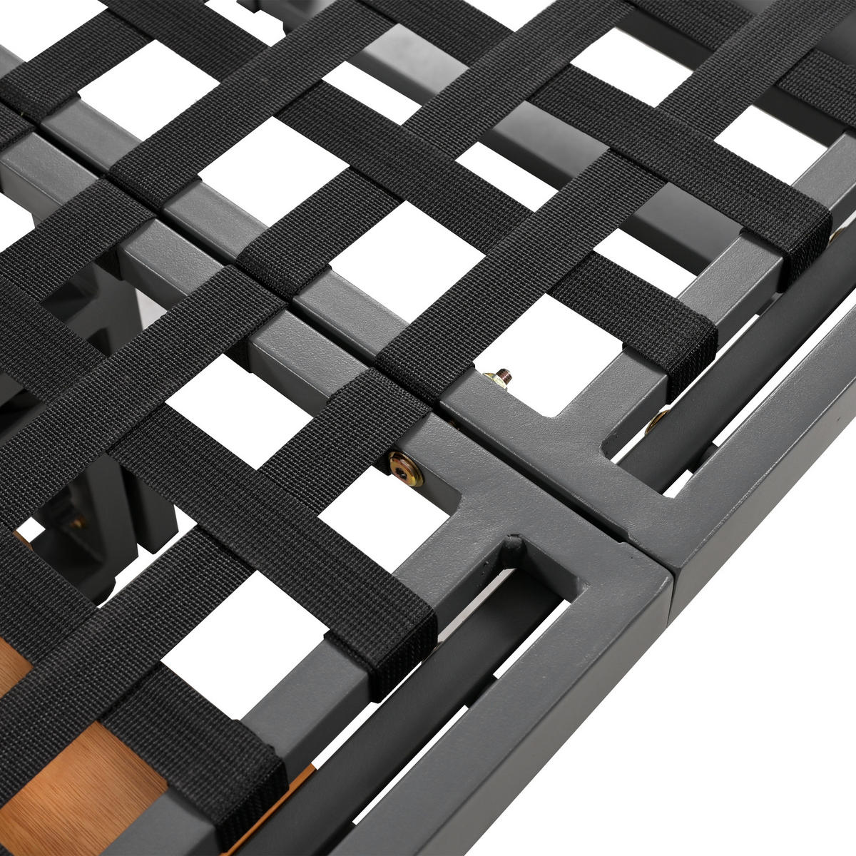 GARTENMÖBEL 186x64x76cm grau aus Stahl und Akazie, mit Kissen - Grau, Metall - Modfu