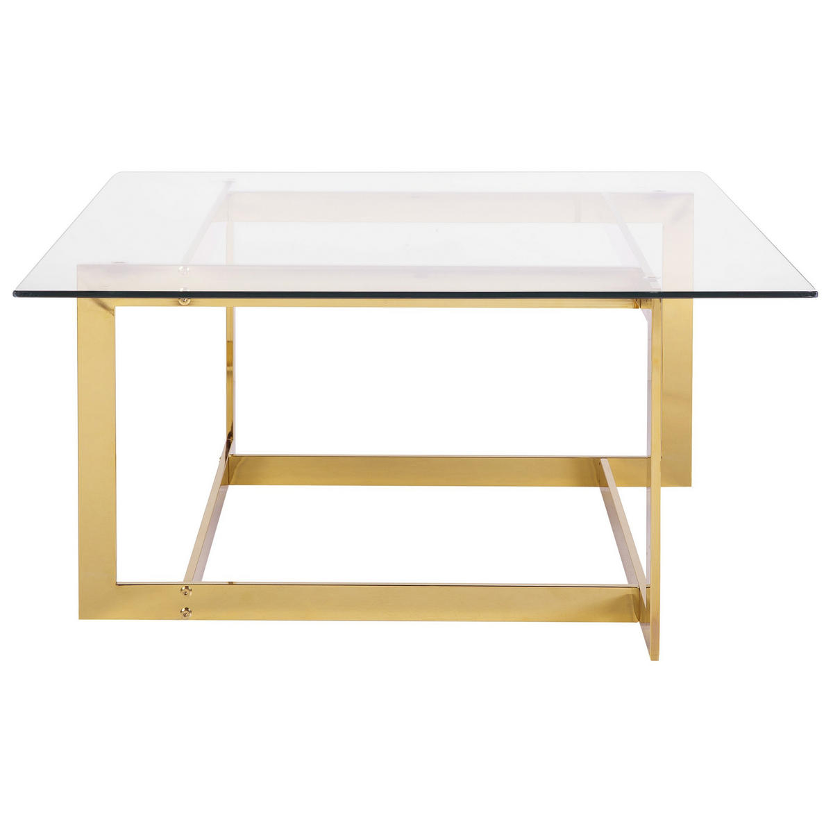 COUCHTISCH Glas gold quadratisch 80/80 cm Crystal - Transparent/Goldfarben, Glas (80/80/40cm) - Beliani