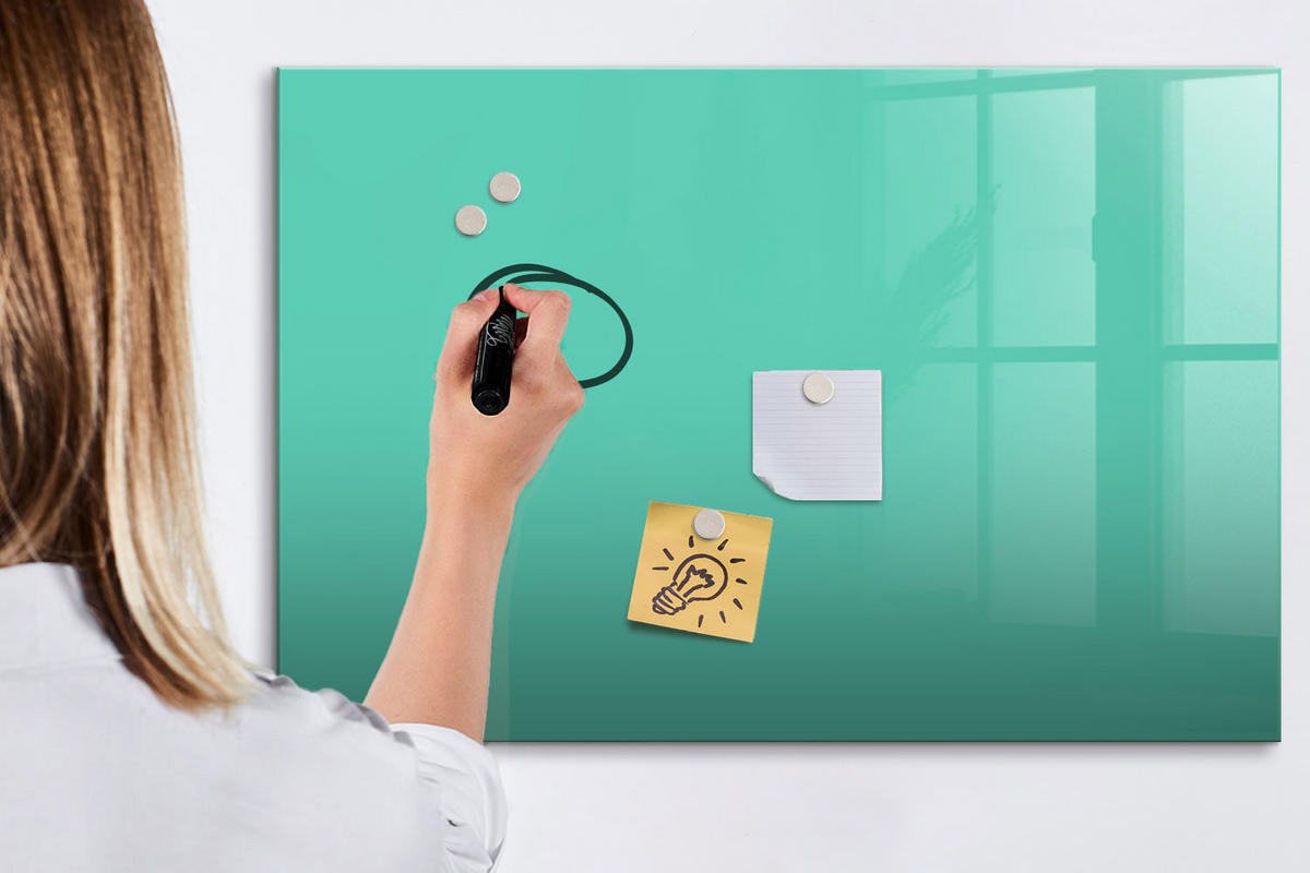 MAGNETTAFEL 90x60 Türkis schwarzer Marker - Türkis, Glas (90/0.4/60cm) - TULUP