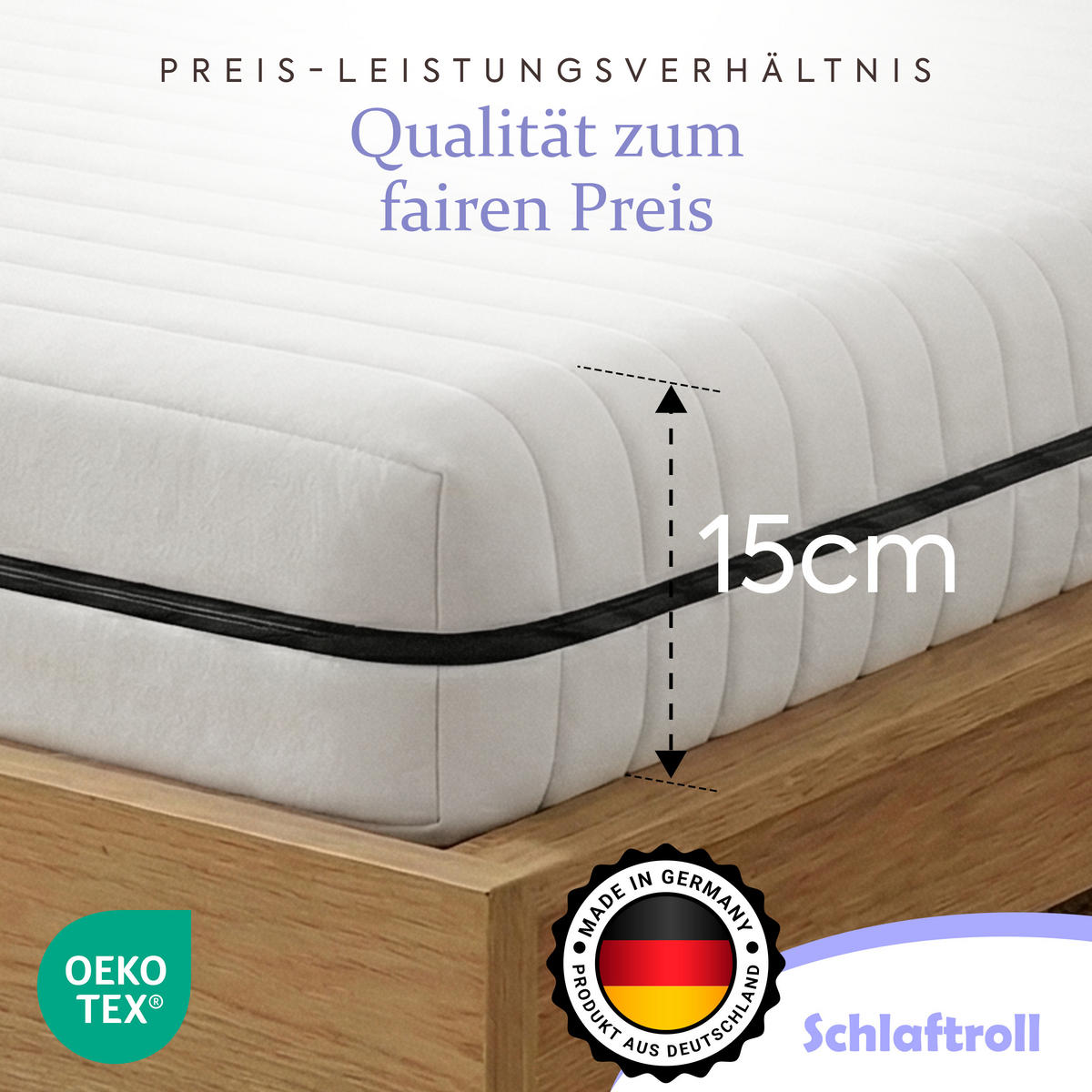 KALTSCHAUMMATRATZE – Wendematratze H2/H3 mit abnehmbarem Bezug 80x200 cm - Weiß, Textil (80/200cm) - Schlaftroll