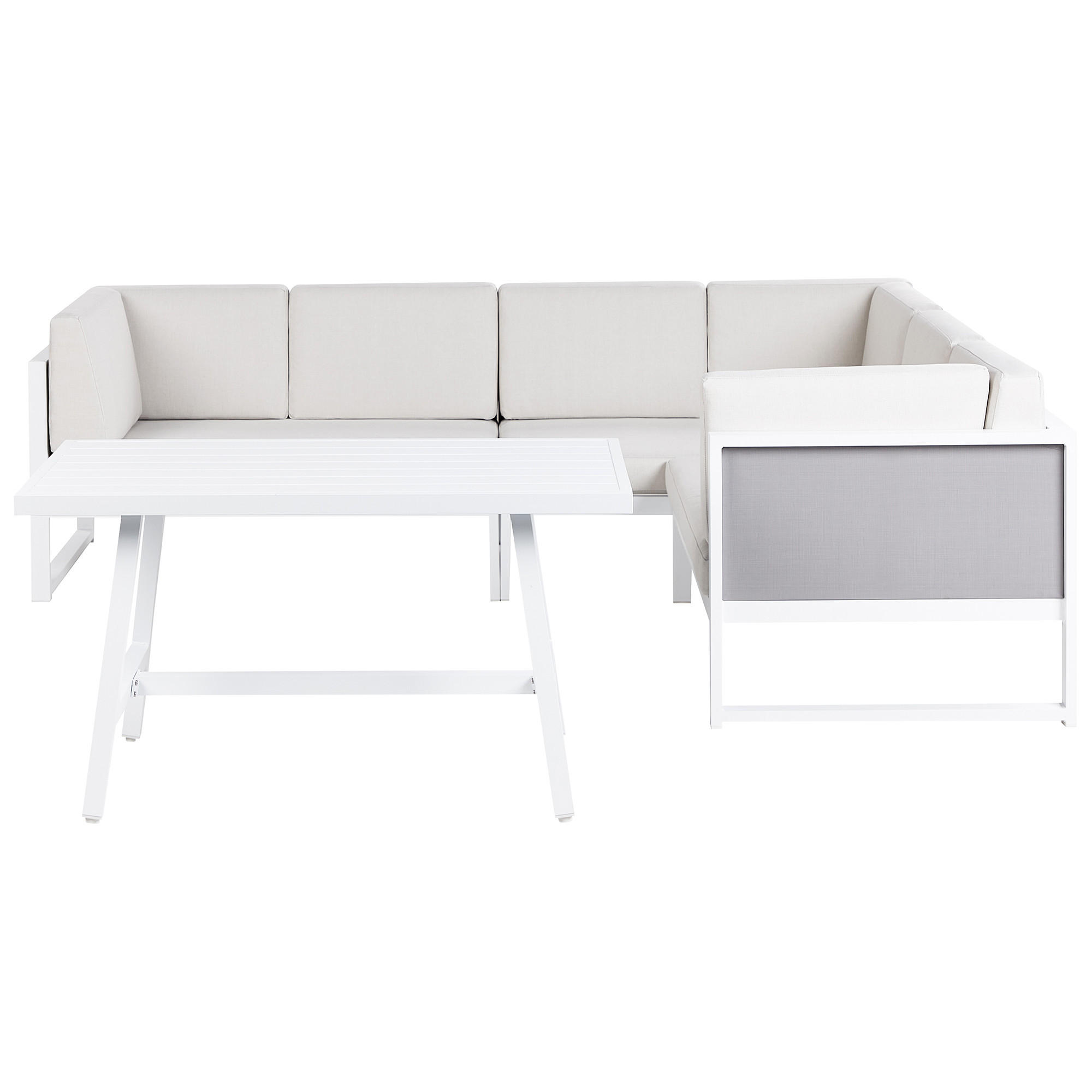 LOUNGE-SET 6-Sitzer Weiß Castella/Fratte - Hellgrau/Weiß, Metall - Beliani