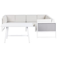 LOUNGE-SET 6-Sitzer Weiß Castella/Fratte - Hellgrau/Weiß, Metall - Beliani