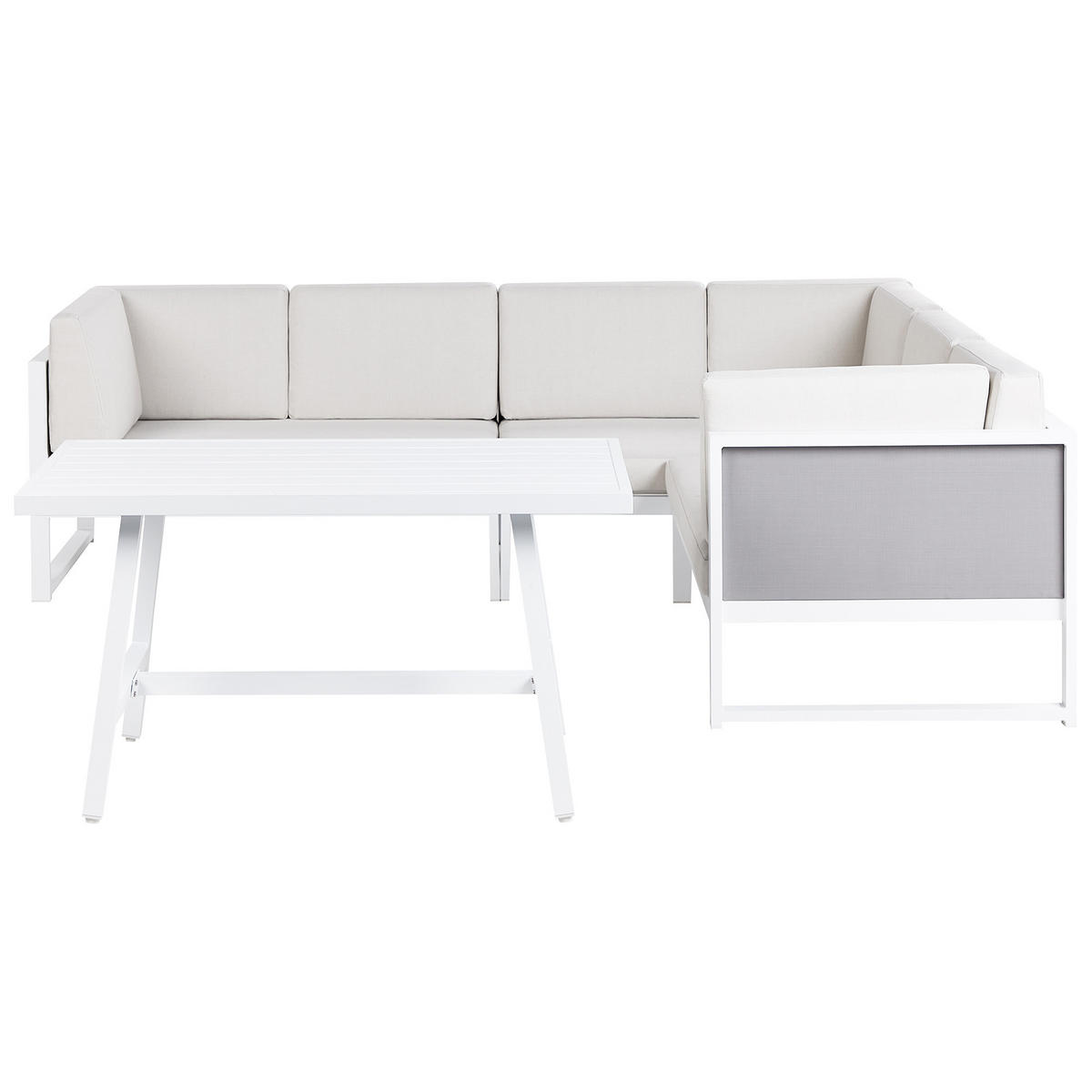 LOUNGE-SET 6-Sitzer Weiß Castella/Fratte - Hellgrau/Weiß, Metall - Beliani