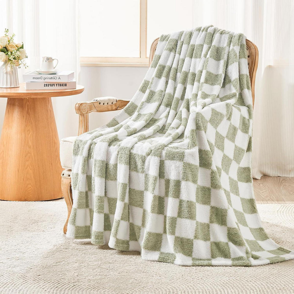 KUSCHELDECKE kariert 150 x 200 cm Salbei Grün - Multicolor, Textil (150/200cm)