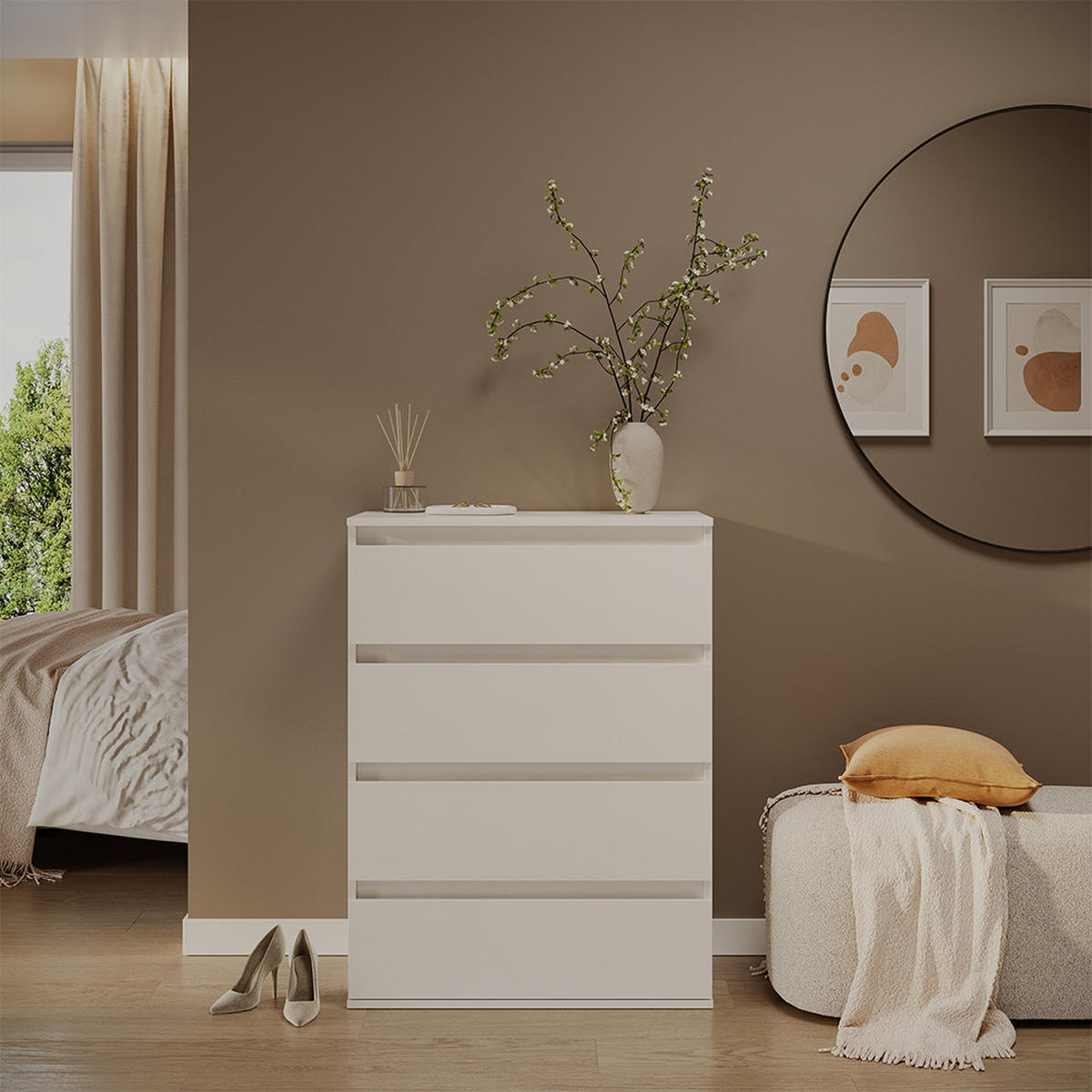 KOMODA S LADICAMA Claus Bijela 74 x 99.6 cm s 4 ladice - bijela, drvni materijal (74/99.6/40cm) - Vicco