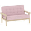 KINDERSESSEL Kindersofa gepolsterter Kinderstuhl mit Holzrahmen Samtoptik - Rosa/Naturfarben, Holz/Textil (42/48/77cm) - AIYAPLAY
