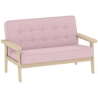 KINDERSESSEL Kindersofa gepolsterter Kinderstuhl mit Holzrahmen Samtoptik - Rosa/Naturfarben, Holz/Textil (42/48/77cm) - AIYAPLAY