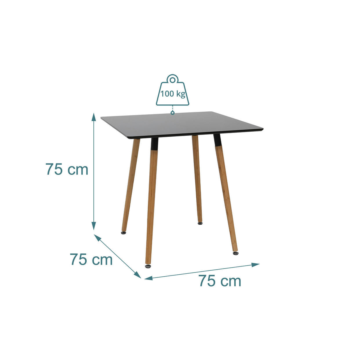 JÍDELNÍSTŮL - různobarevná, kov/dřevo (75/75/75cm) - Relaxdays