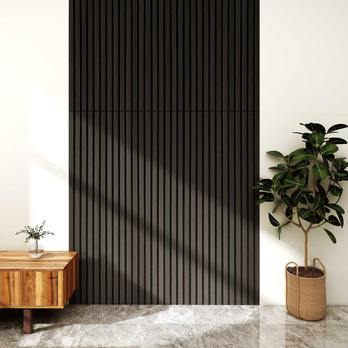 AKUSTICKÝ SET STĚNOVÝCH PANELŮ Vang 8 ks. - barva stříbrného dubu, kompozitní dřevo/plast (60/120/2.1cm) - NEU.HOLZ