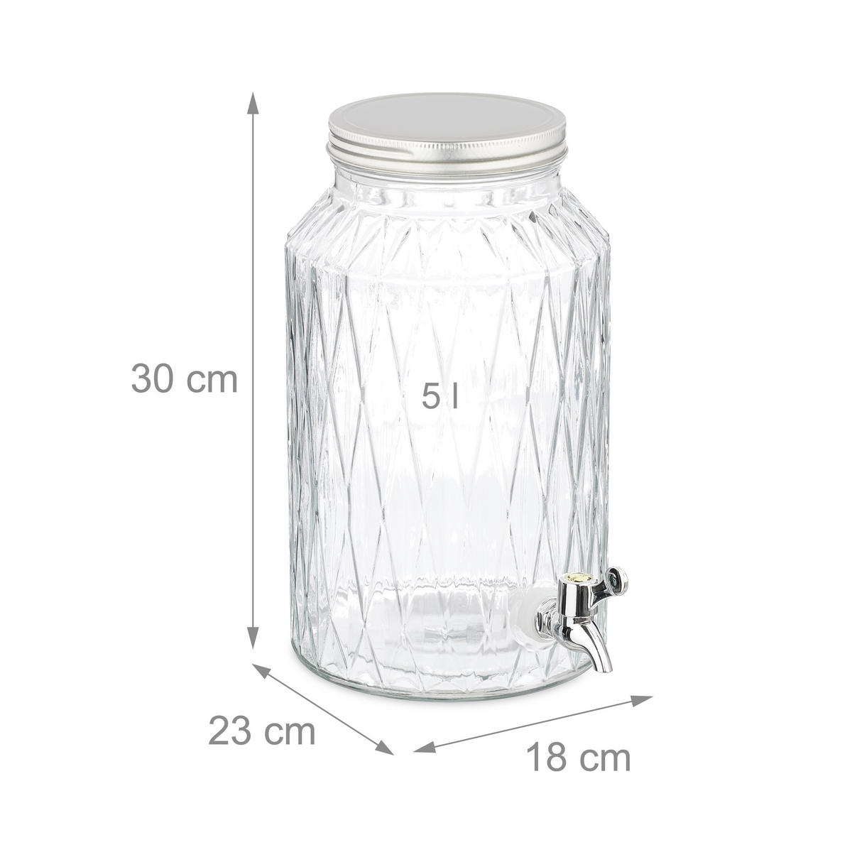 GETRÄNKESPENDER - Transparent, Glas/Kunststoff (5L) - Relaxdays