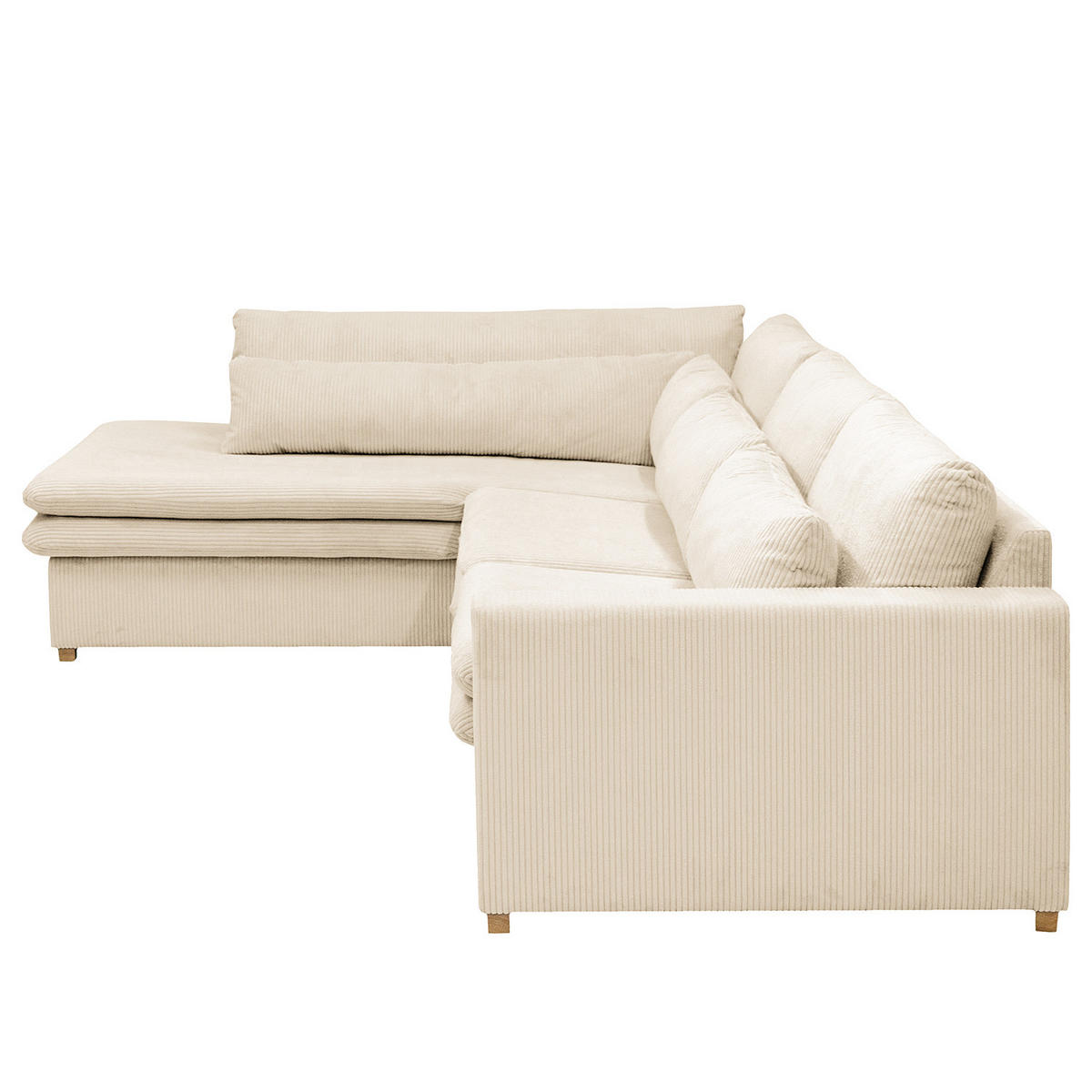 ECKSOFA mit Ottomane - Eichefarben/Creme, Eichenholz/Textil (299/216cm) - home24