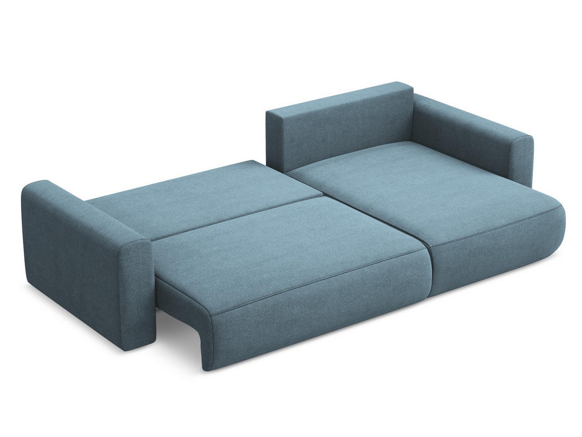 ECKSOFA mit Schlaffunktion Strukturstoff Stoff Blau - Blau/Schwarz, Kunststoff/Textil (278/149cm) - Makamii