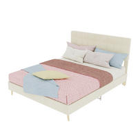POLSTERBETT 140/200 cm DE-32955 mit Karosteppung-Kopfteil und Matratze Beige - Beige, Metall (140/200cm) - ComfortXL