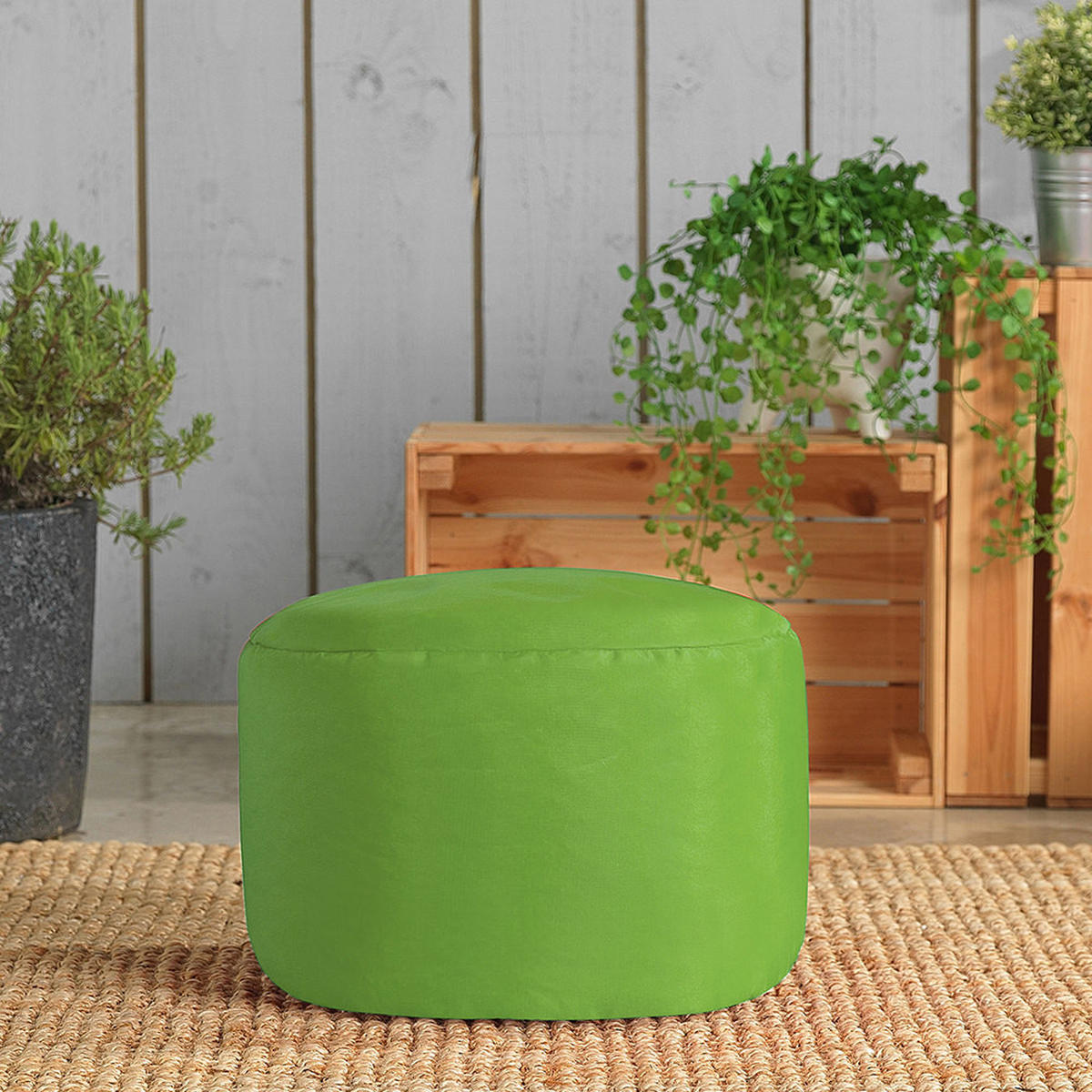 SITZPOUF Klassisch Rund - Limette/Grün, Kunststoff (38/20/38cm) - Veeva