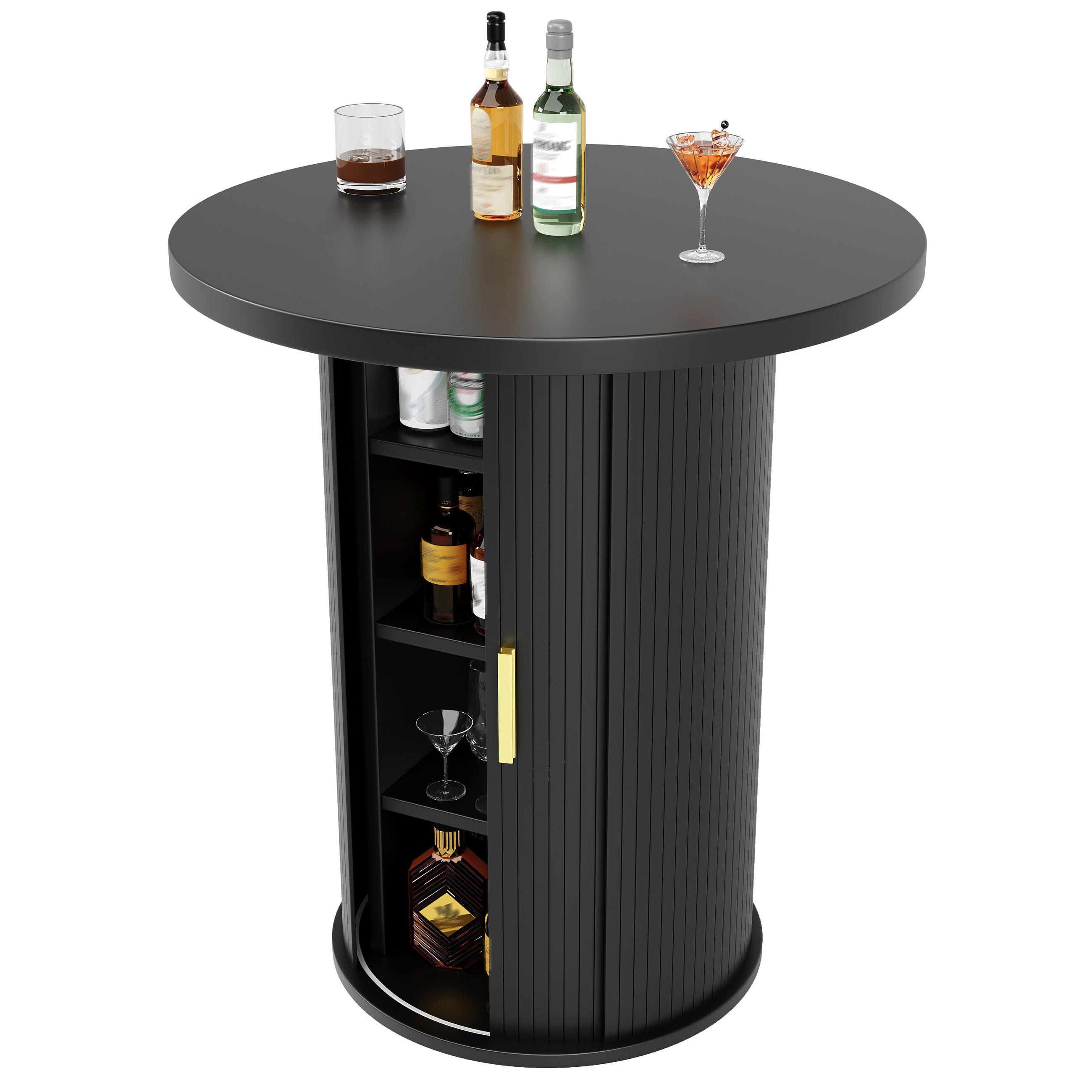 BARTISCH rund 60/60/91,6 cm mit Stauraum DE-39744 Schwarz - Schwarz, Holzwerkstoff (60/60/91.6cm) - ComfortXL